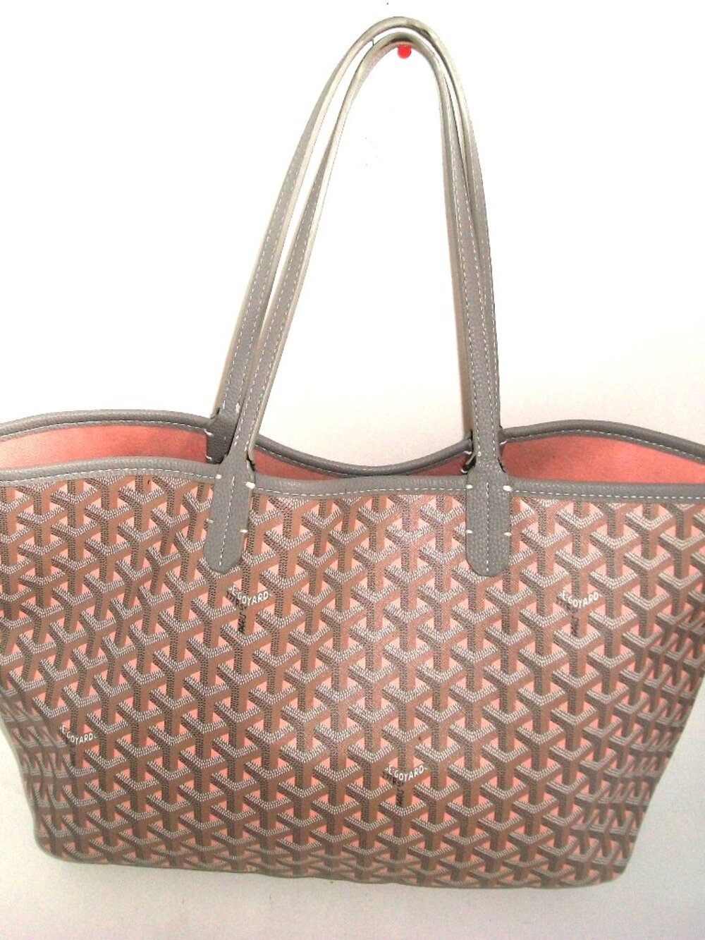 Tote in Style of St. Louis PM - Gray, Brown, Coral-Pink & Black NOT GOYARD